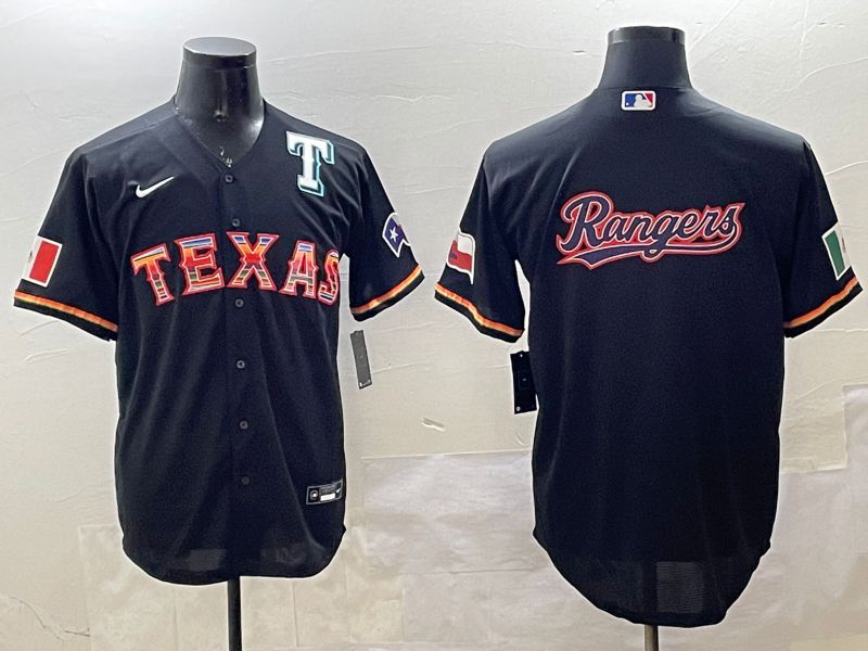 Men Texas Rangers Blank Black Mexico Game 2025 Nike MLB Jersey style 1->texas rangers->MLB Jersey